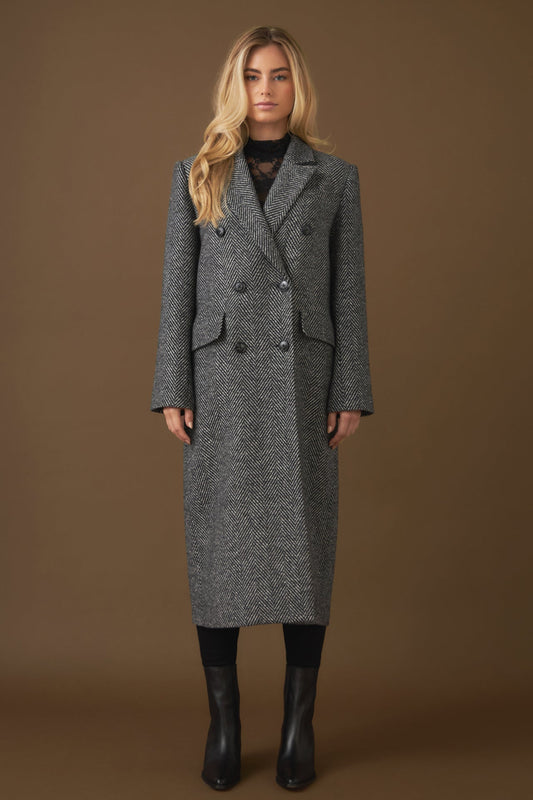 Herringbone Double Breasted Coat