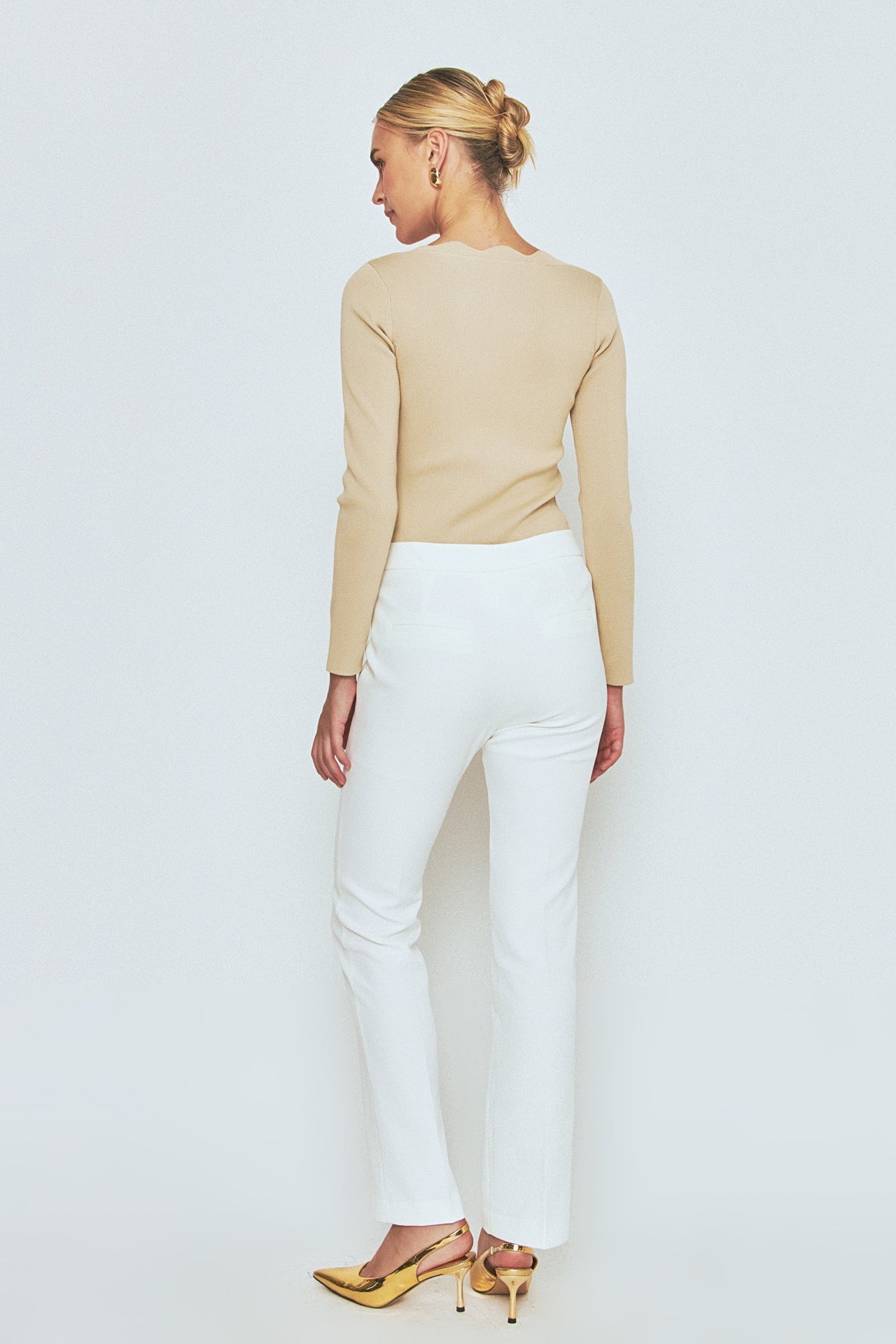 Scallop Detail Long Sleeve Sweater
