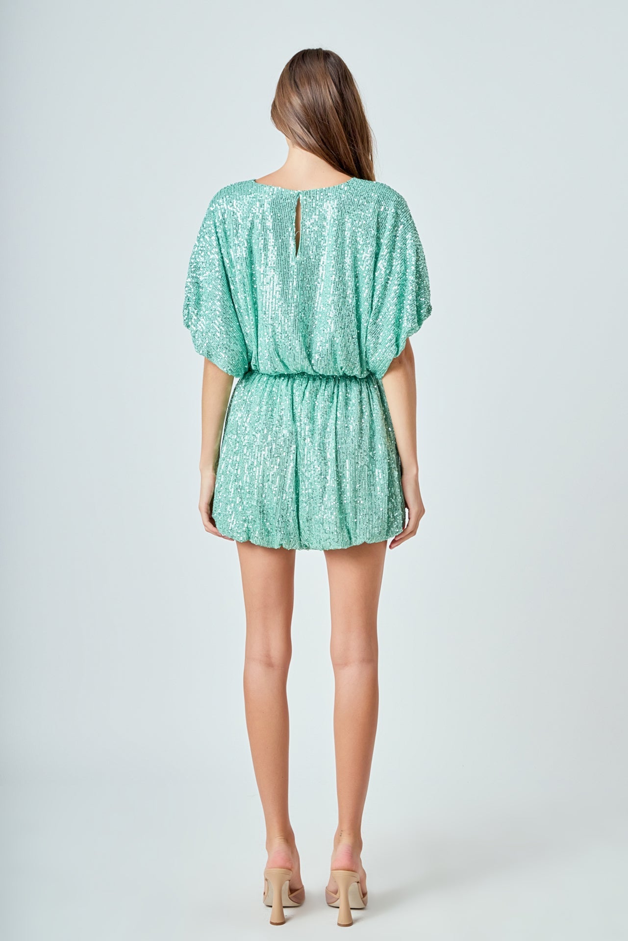 Sequins Cropped Puff Top