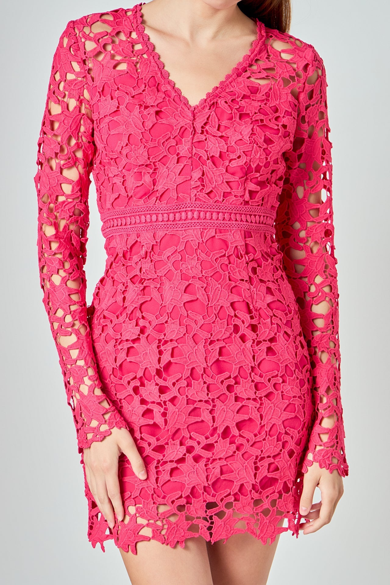Long Sleeve Lace Mini Dress