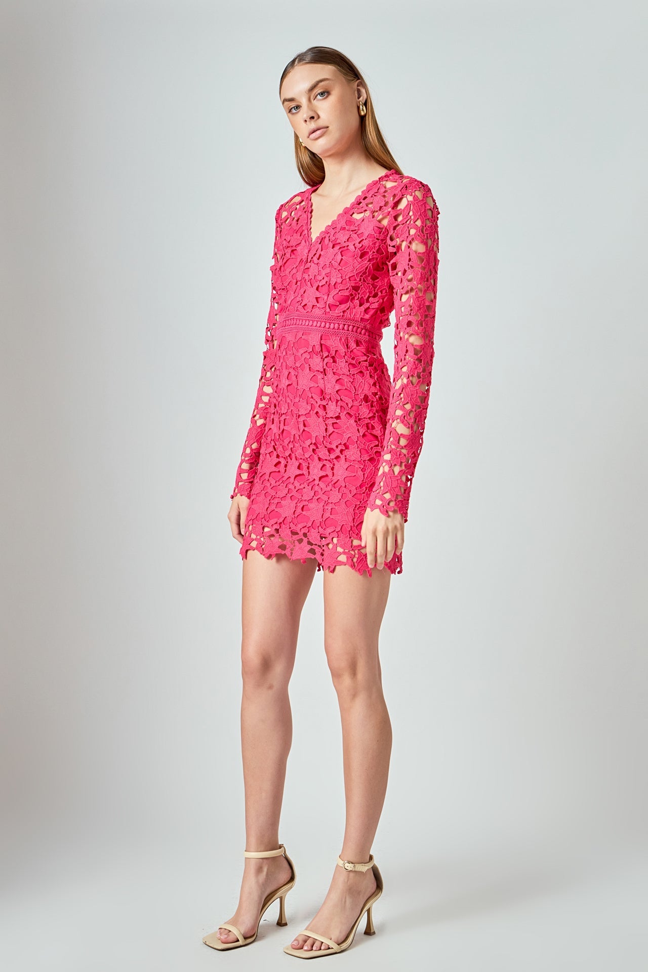 Long Sleeve Lace Mini Dress