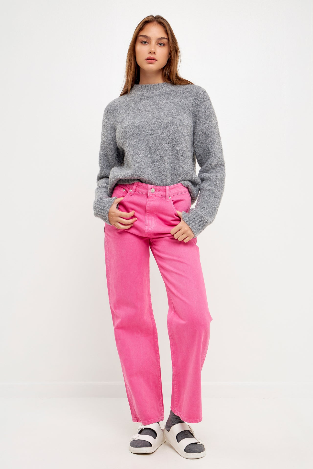 Color Full Length Wide Leg Jean