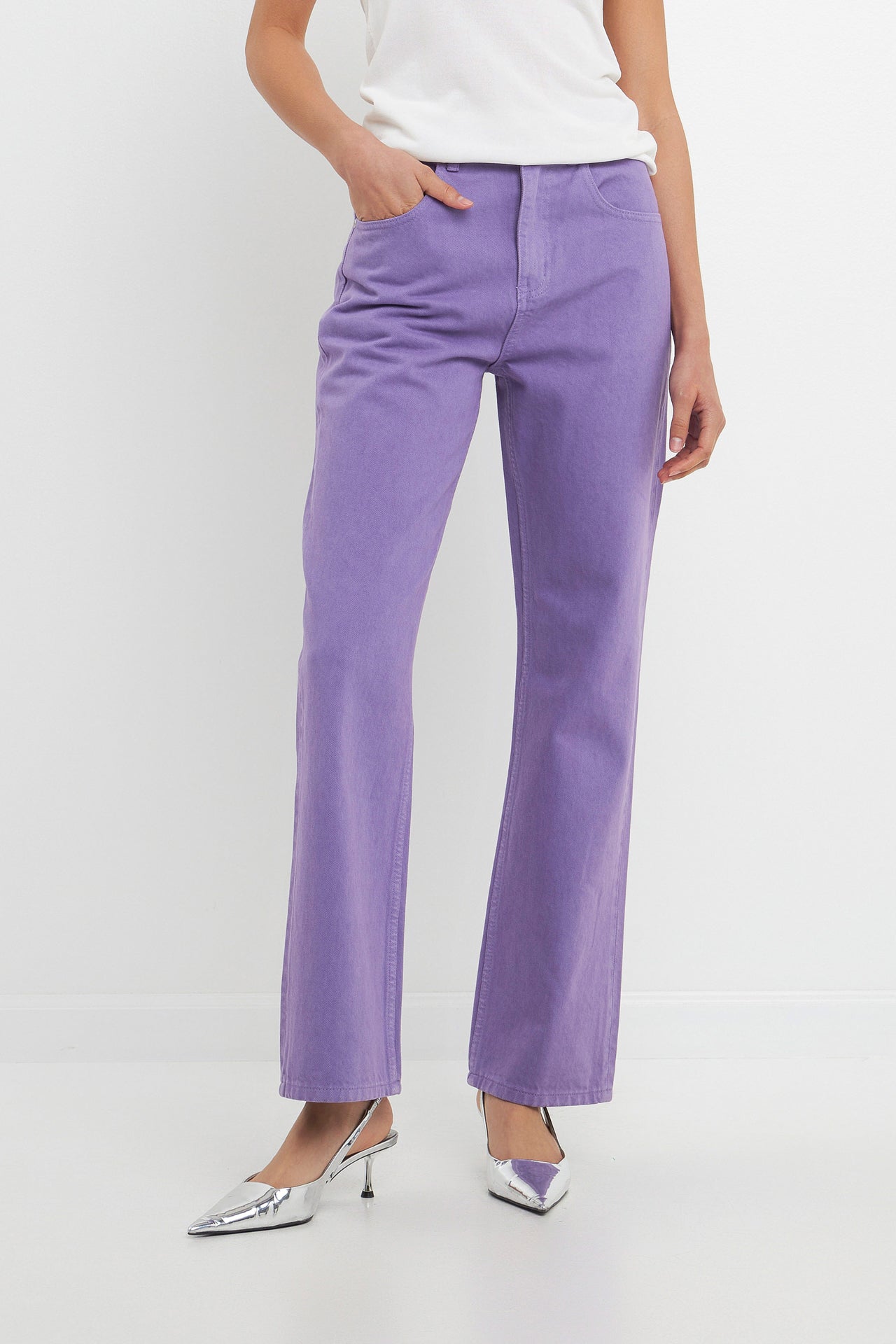 Color Full Length Wide Leg Jean