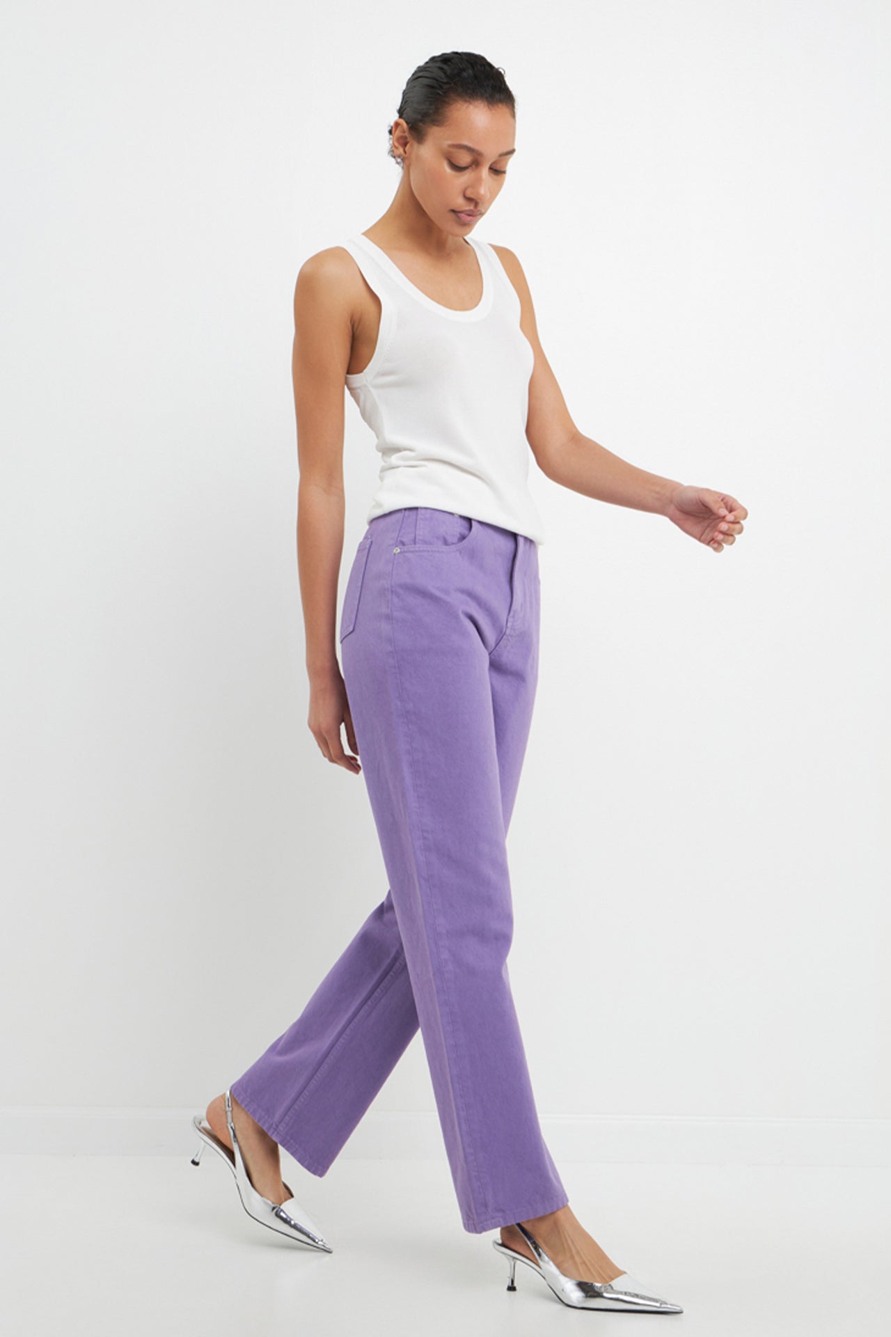 Color Full Length Wide Leg Jean
