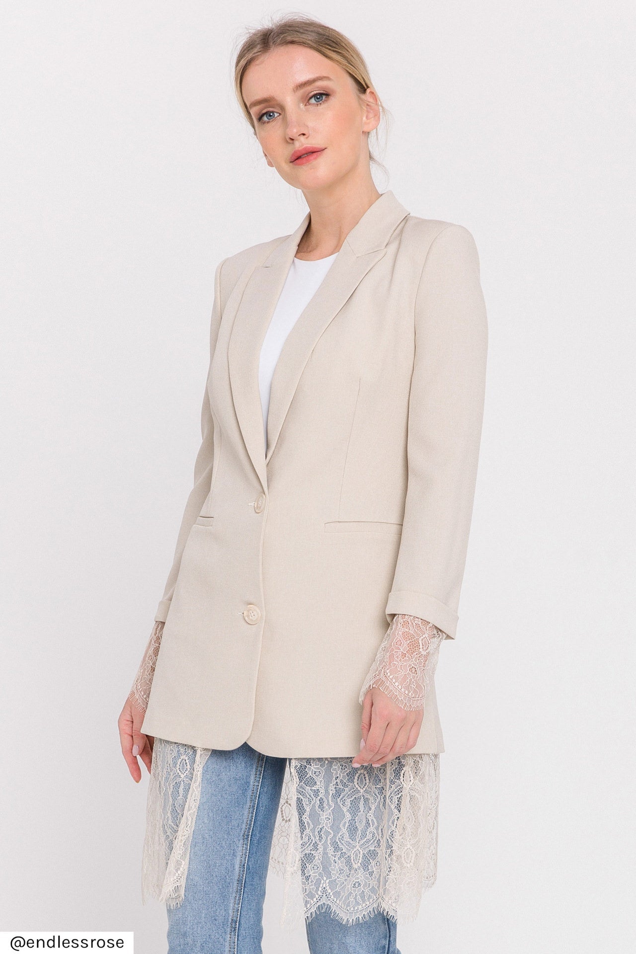 Lace Combo Blazer