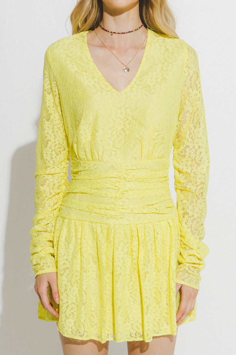 Lace V-Neckline Mini Dress