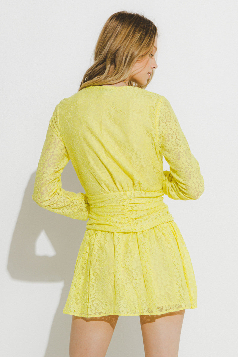 Lace V-Neckline Mini Dress