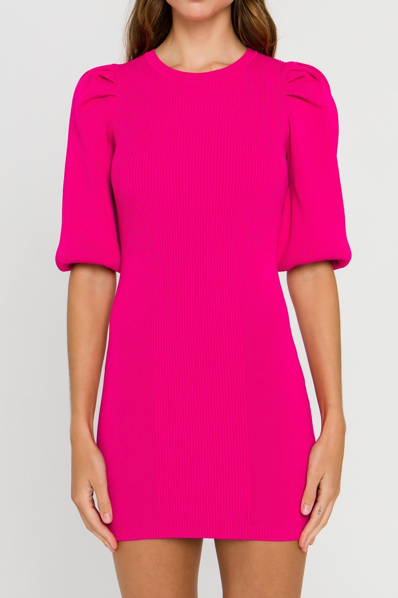 Puff Sleeve Knit Dress