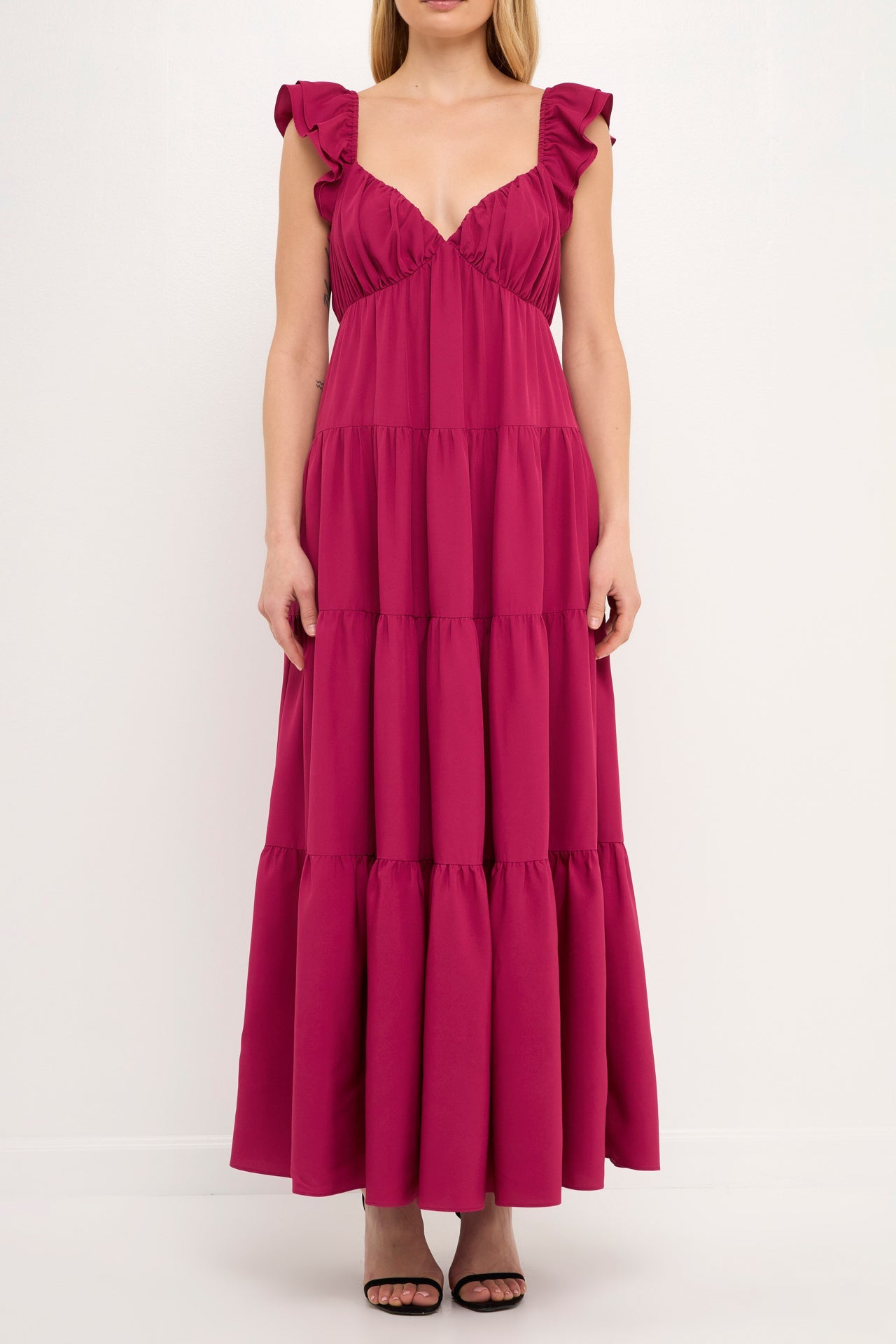 Ruffle Sleeve Maxi Dress