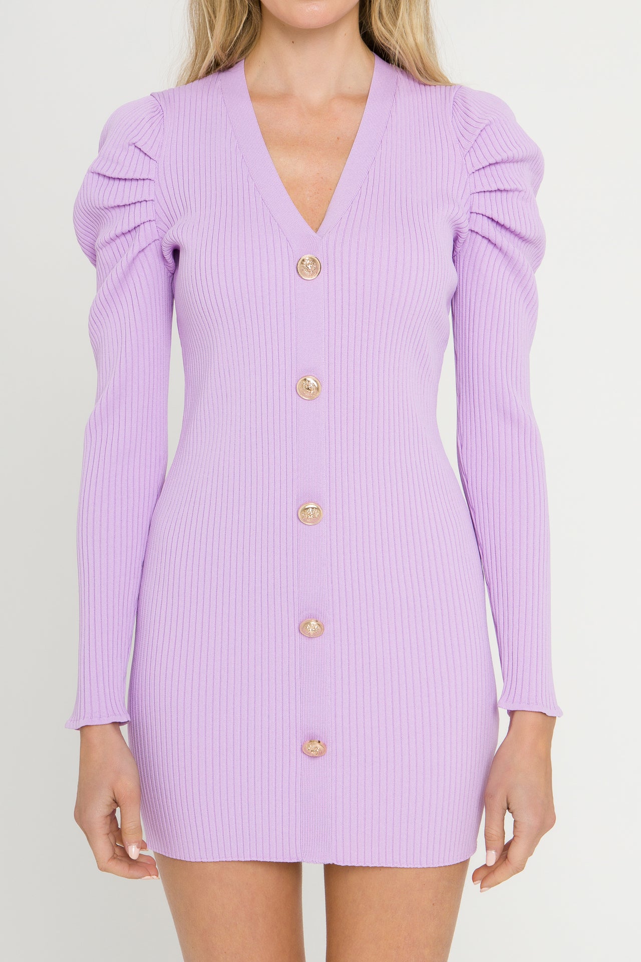 Plunging V-Neck Knit Dress